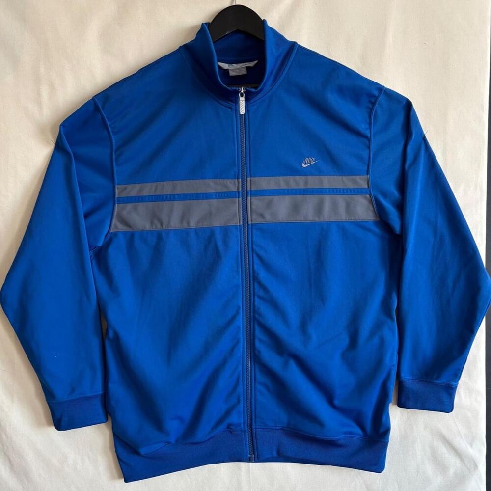 VTG Nike 1996 Blue Gray Swoosh Full Zip Track Jacket Athleisure - Size M